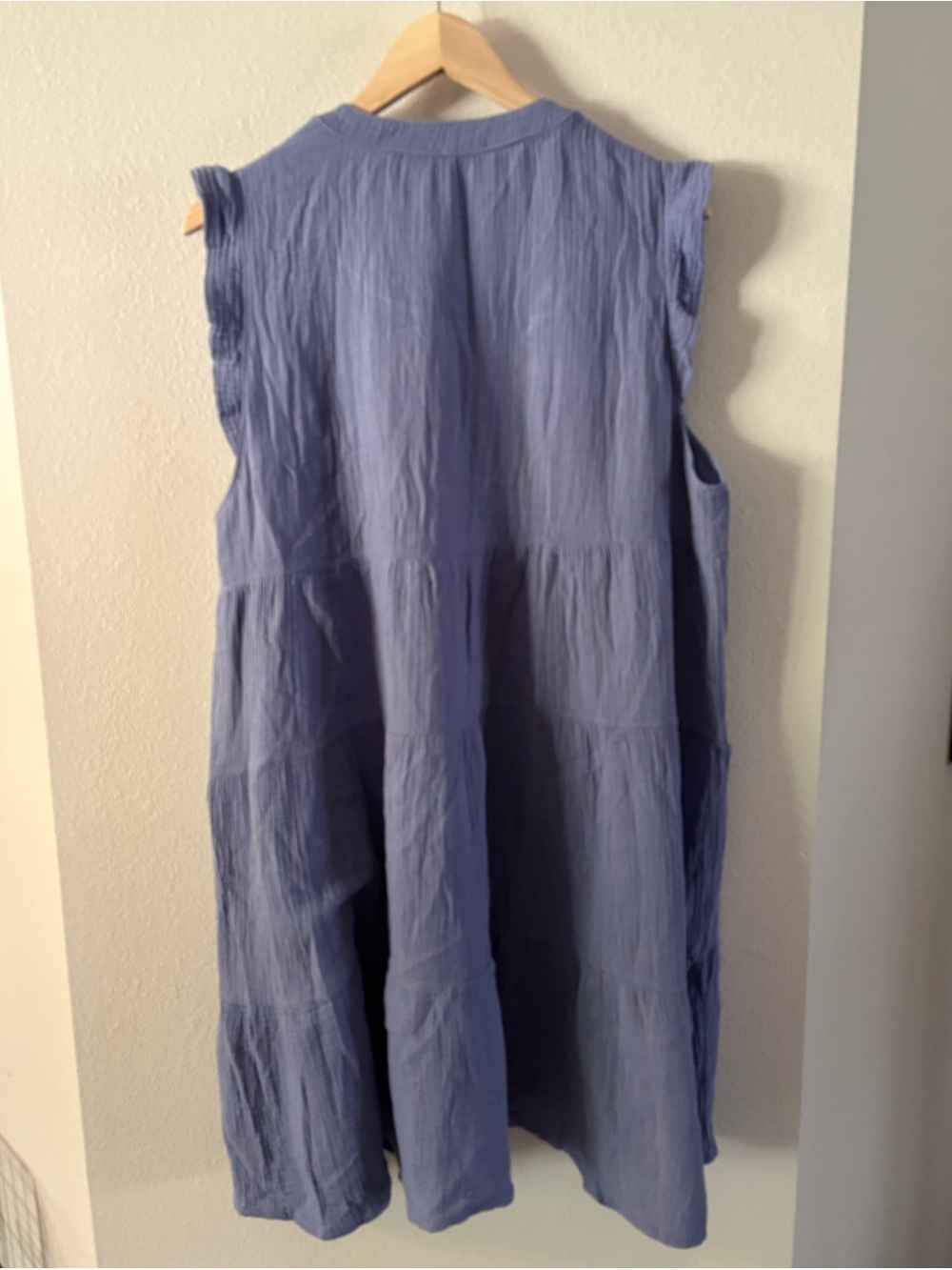 Hunter & Brown Sleeveless Midi Dress in Dusty Blue - Casual Tiered Style large - Picture 2 of 5